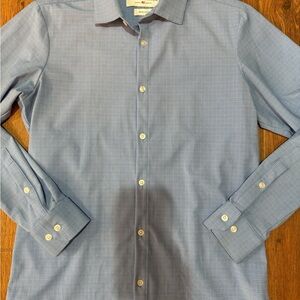 Mizzen+Main Light Blue Checkered Dress Shirt - men’s medium (trim)
